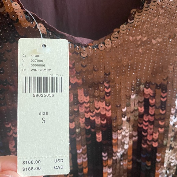 NWT Anthropologie Maeve Kara Sequined Mini Party Dress Small wine burgundy red - Picture 9 of 12